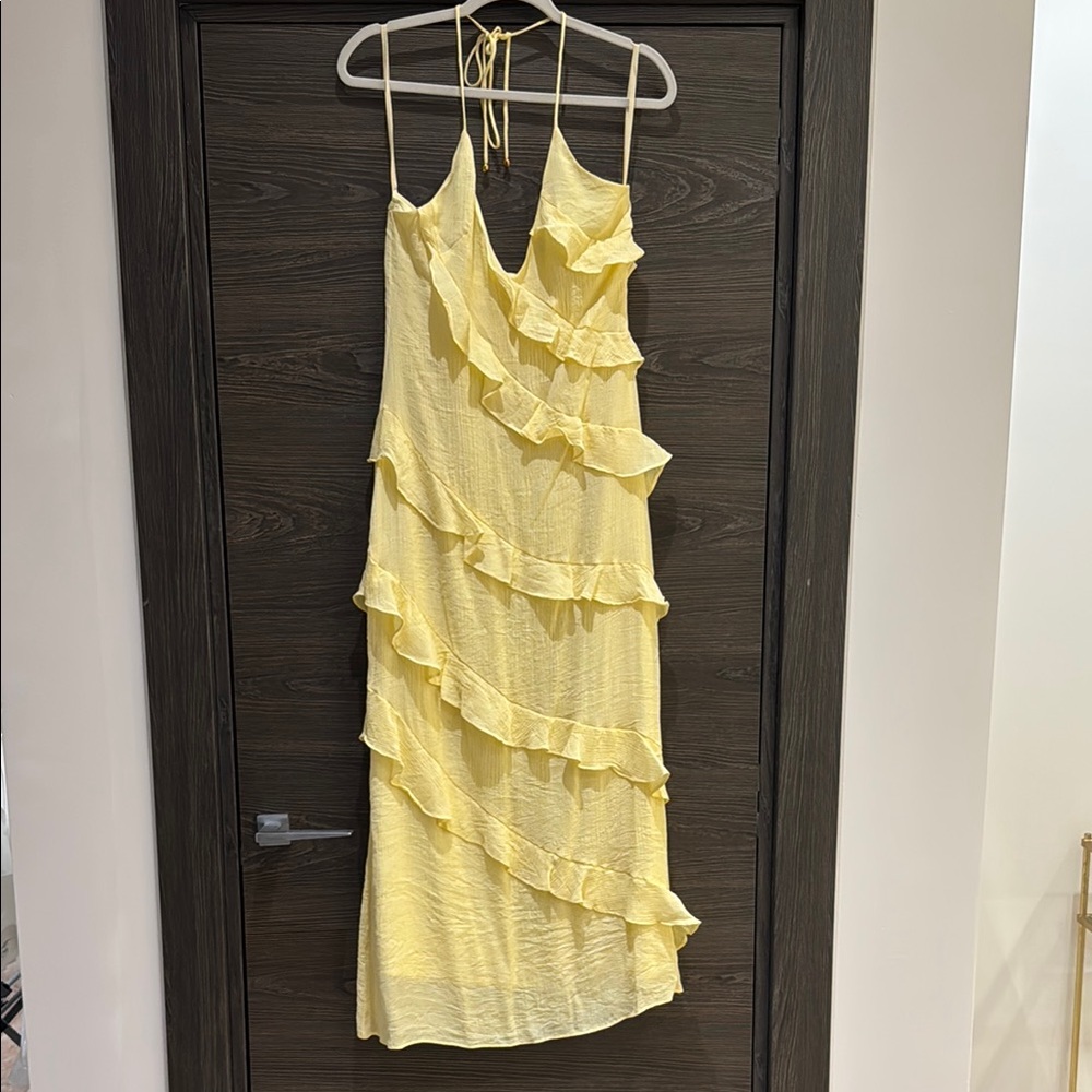 Elegant Yellow Ruffle Dress